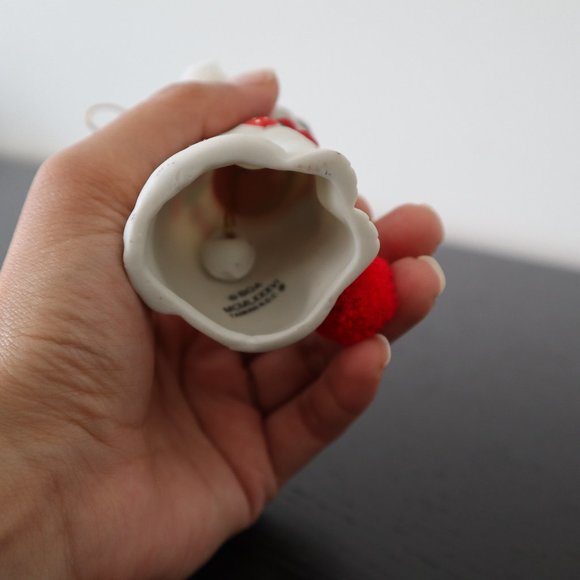 Vintage Christmas Ornament Jolly Jingles Cat Bell Porcelain Bisque - Picture 5 of 6